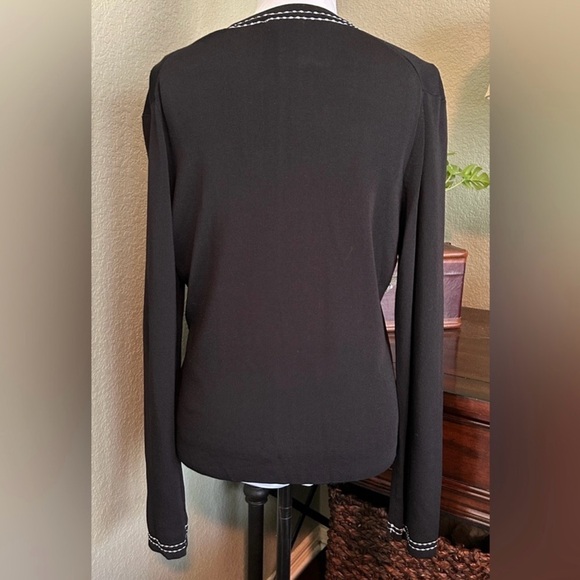 Grace Elements Black Knit Cardigan & Shell Set Contrast Stitching L - Picture 5 of 12
